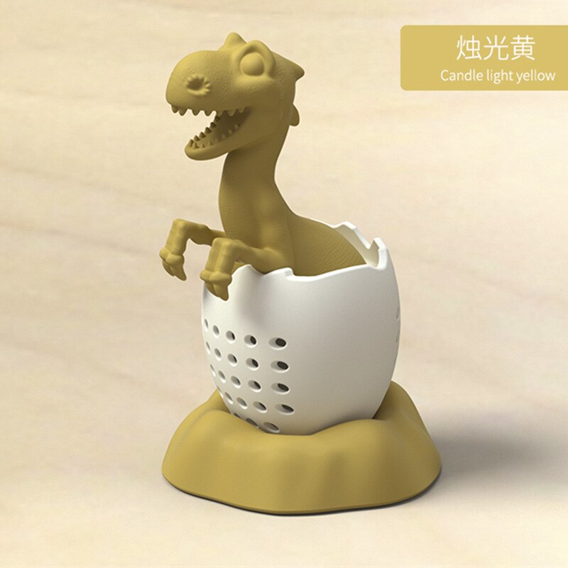Dinosaur Shape Tea Infuser Leaf Herbal Spice Filter Strainers Silicone Tea Strainer Reusable Filter Tea Set Accessories: Candle light yellow