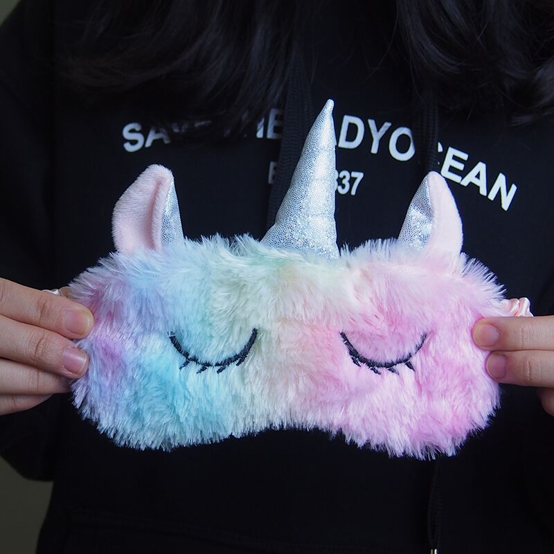 Dessin animé 1 pièces Mayitr licorne masque pour les yeux variété masque de sommeil en peluche ombre pour les yeux couverture masque pour les yeux approprié pour voyage maison en peluche