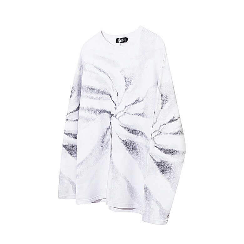 Unisex herre oversize genser med løs passform hip hop hettegenser skateboard sport uformelt bomullsblanding skjorte med rund hals: En / Xxl