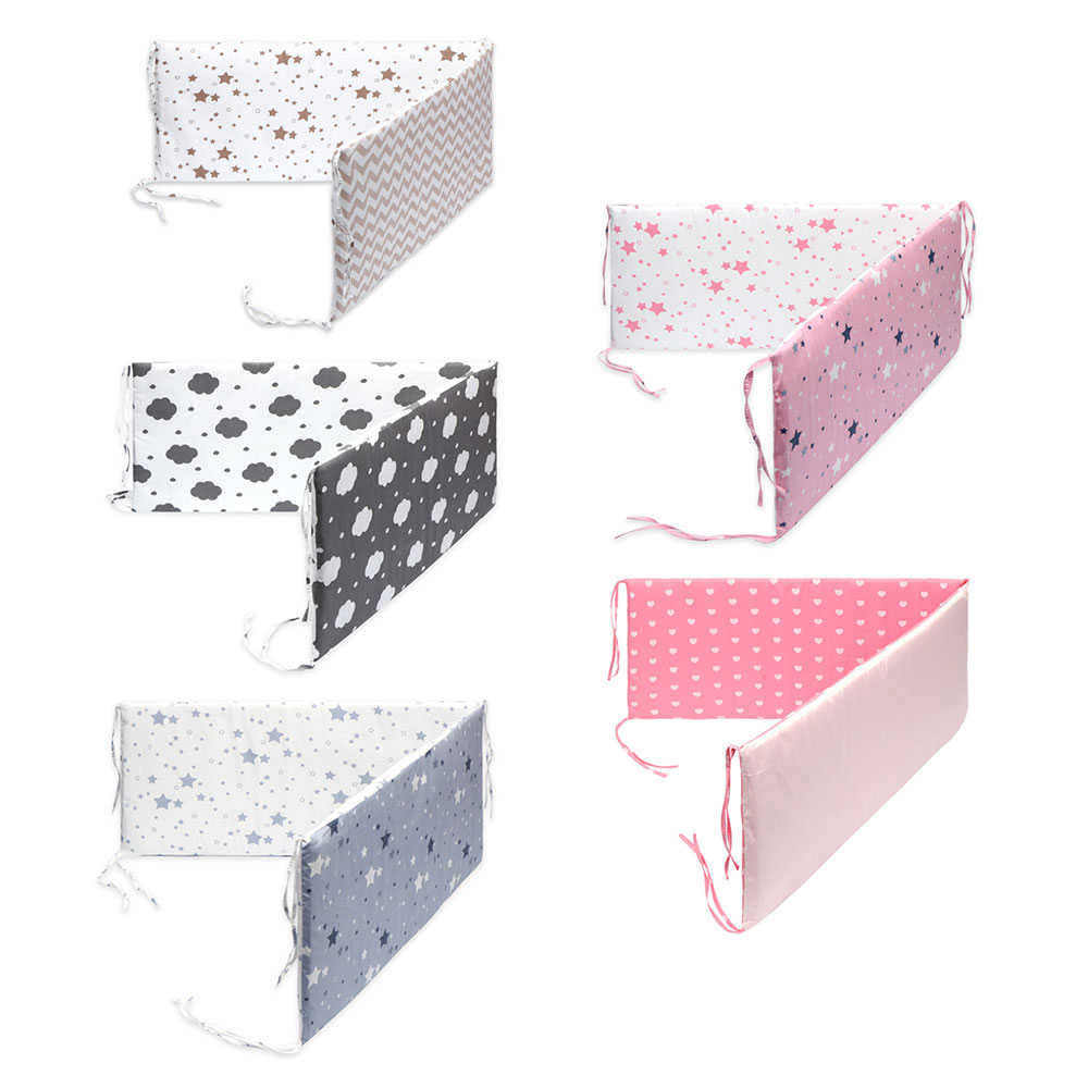 Baby Crib Bumper Breathable Nursery Pads for Standard Cribs Folding Padded Cot Liner for Toddler Security Guards Protector