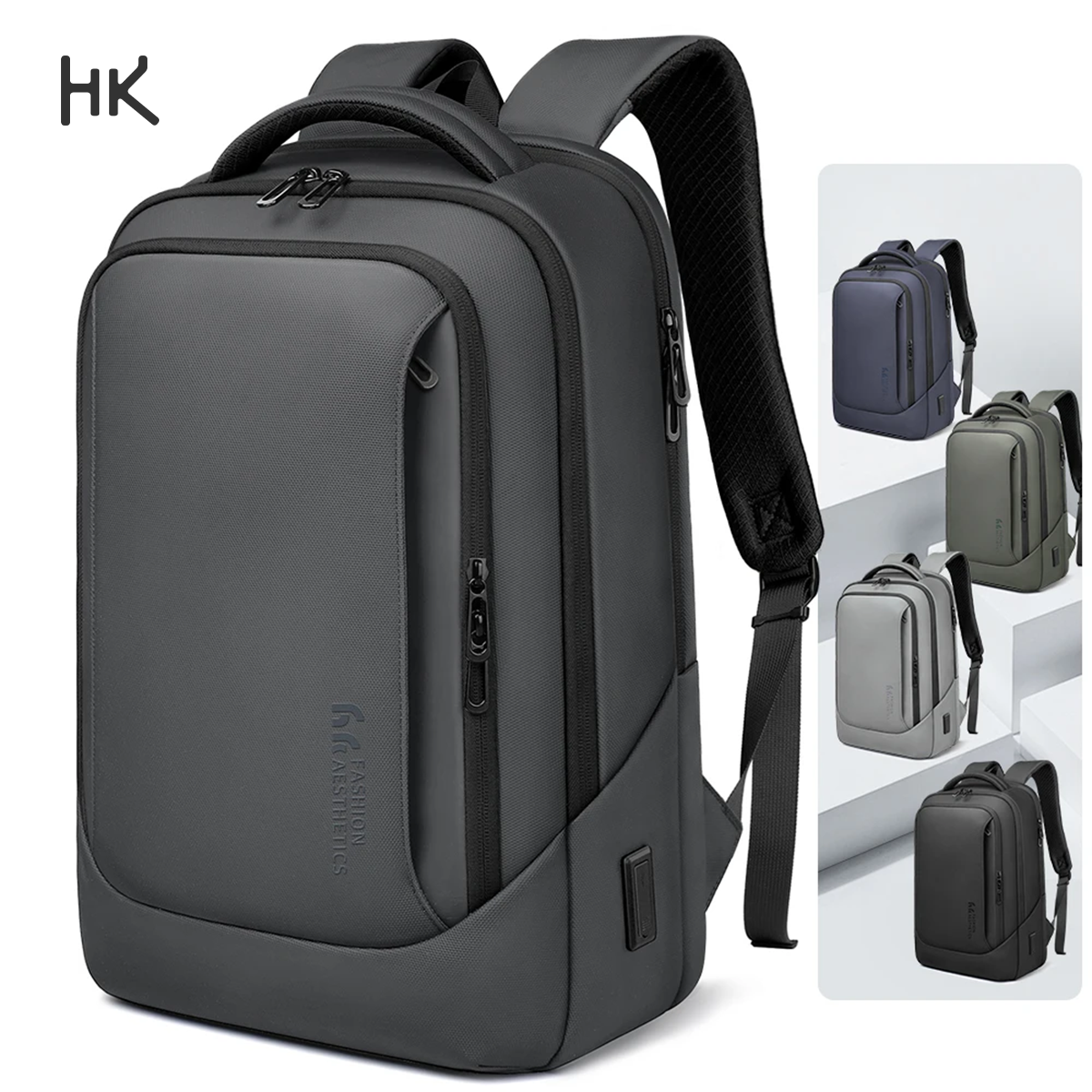 Mochila de negocios HK, bolso multifuncional para ordenador portátil de 15,6 "para hombre, mochilas de viaje de gran capacidad, mochilas escolares impermeables, mochila de trabajo