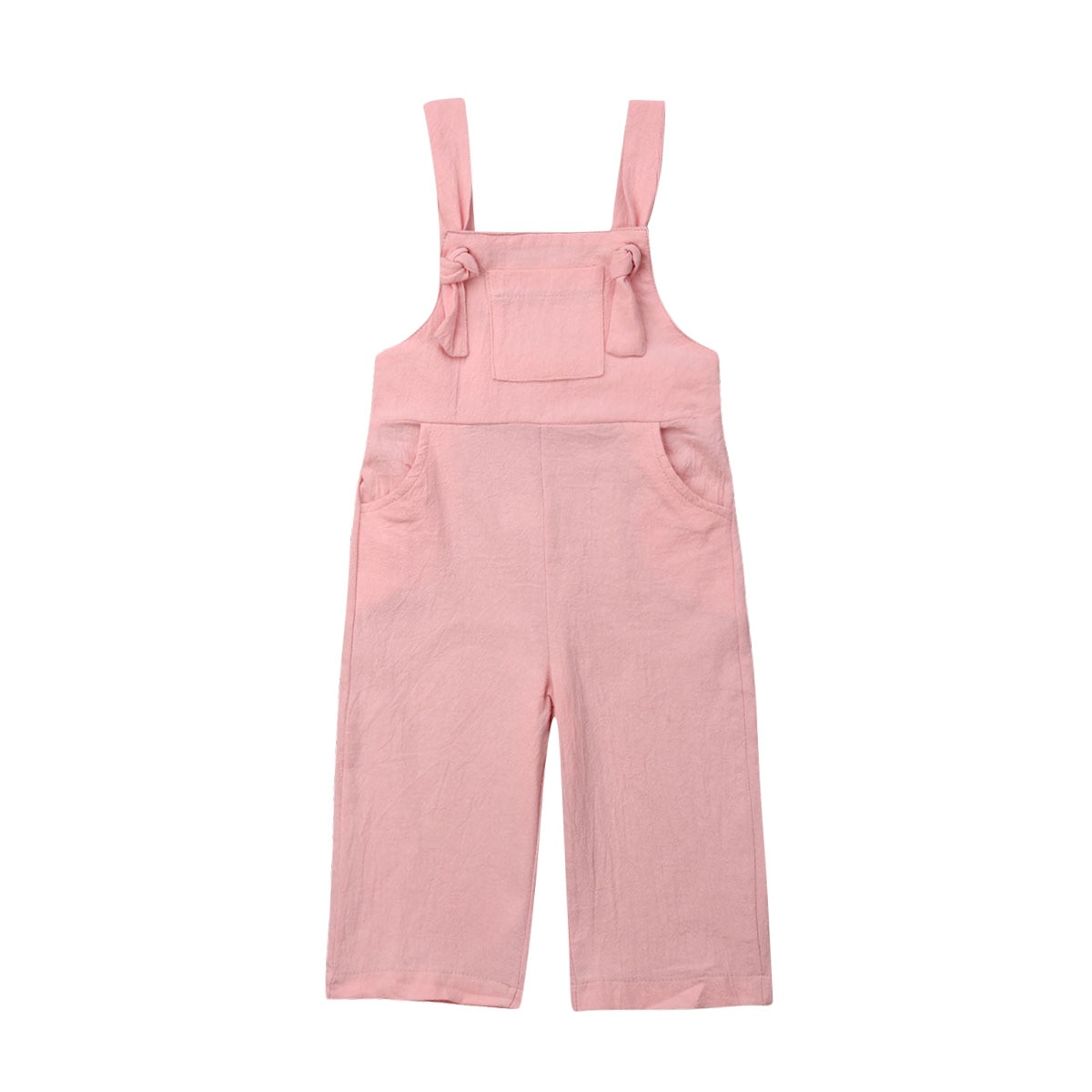1-6T Baby Meisje Jongen Dungaree Bib Broek Romper Jumpsuit Zomer Overalls Kids Linnen Outfit Kleding Set: Roze / 3T