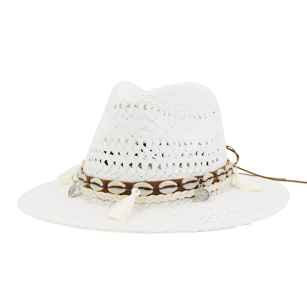 Buttermere dames zomerhoeden panama zonnehoed handgebreide strohoed dames strand sombrero buiten heren dames fedora zomerhoed: Wit