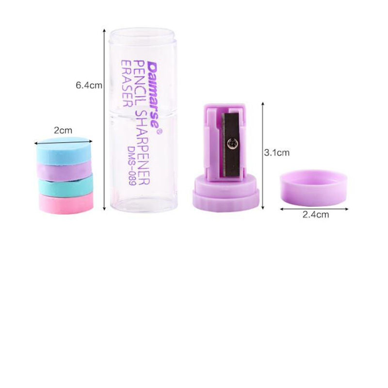 Sacapuntas de Color caramelo con cuatro Borrador de Color caramelo, útiles escolares para estudiantes, bonito y bonito sacapuntas, premio de , 1 ud.