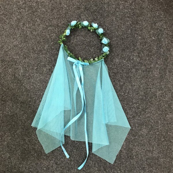 Bride-Flor del pelo cinta para el cabello con guirnalda de flores Corona rosa para la frente, guirnalda Floral con velo para , diadema de boda: Turquoise