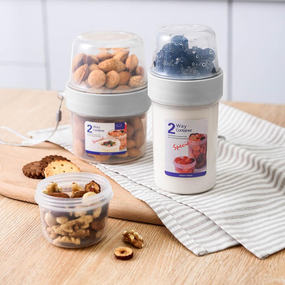 Double Layer Food Storage Box Nuts Cookie Sealed Jars Dry Wet Separation Sealed Cans for Snacks Fruits Salad Food Container Box