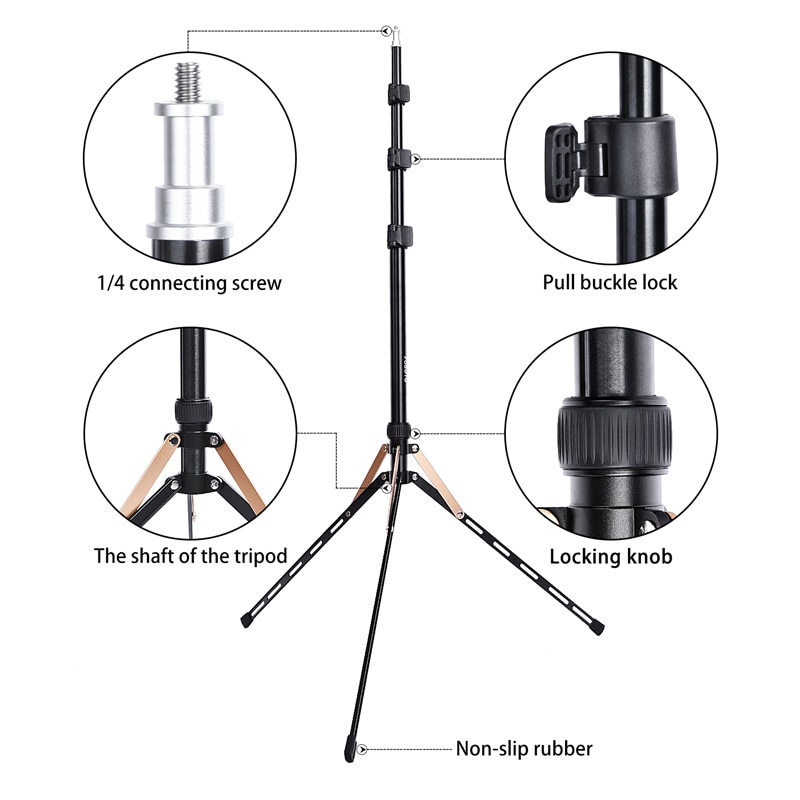 Fosoto Ft-190 Gouden Ring Lamp Statief 1/4 Schroef Softbox Voor Photo Studio Fotografische Verlichting Softbox Video Flash paraplu