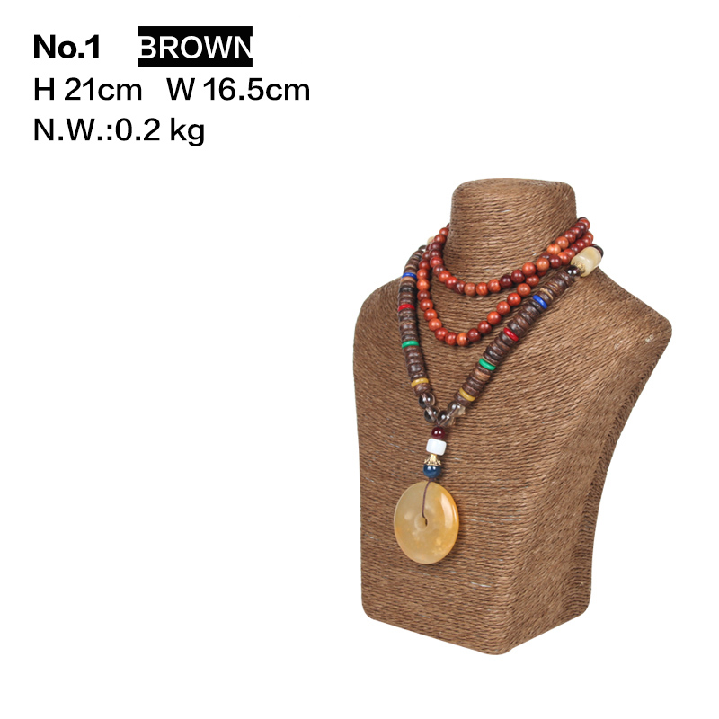 Hanf Seil Halskette Display Stand Halter Nizza Neue Halskette Aufhänger Schmuck Display Büste Modell Rack: No.1 Coffee