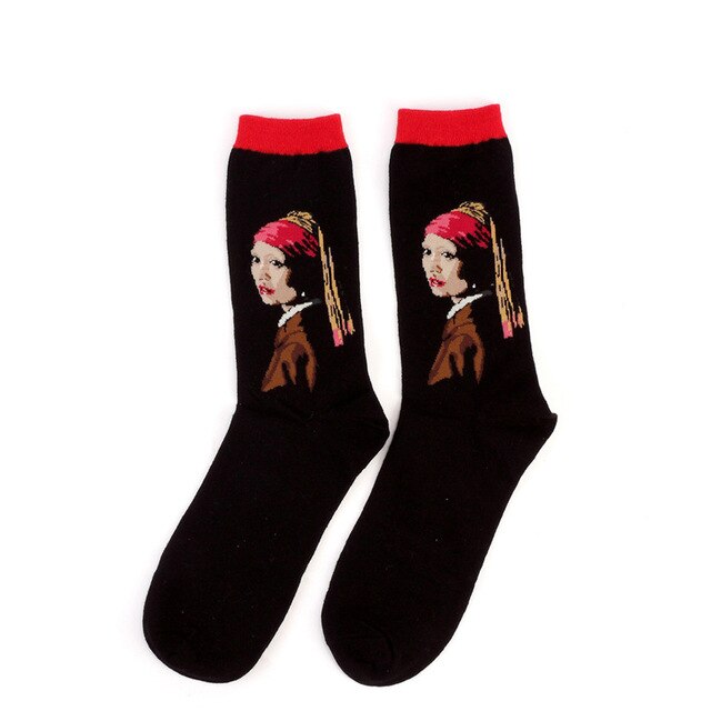 Autumn winter Retro Women Art Van Gogh Mural World Famous Oil Painting Series Female Socks Funny Socks: 8