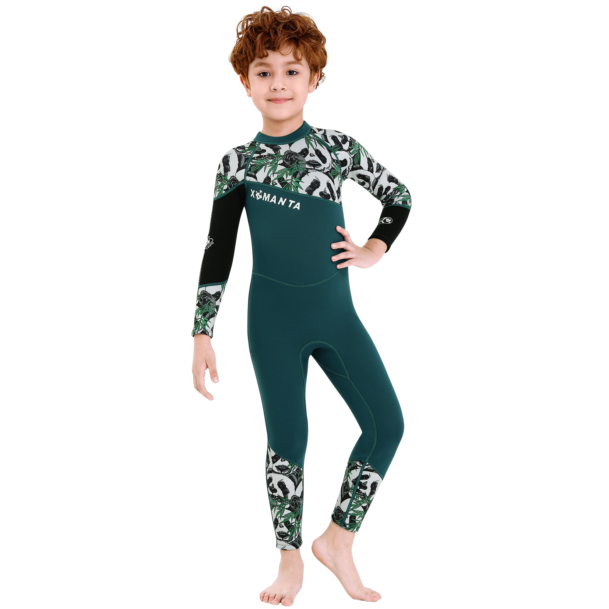 Neue Jungen 2,5mm Neoprenanzug Surfen Schwimmen Tauchen Anzug Panda Gedruckt freundlicher Nass Anzug Ausschlag Wachen Schnorchel Einem Stück Anzug