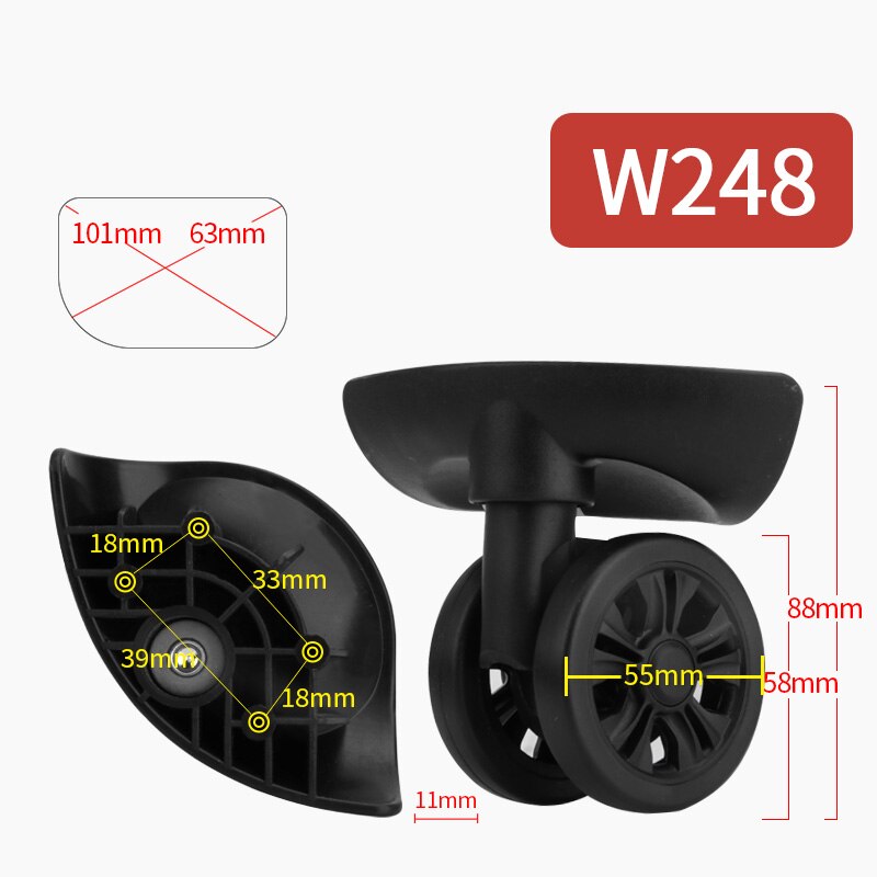 FANFU Luggage wheel accessories trolley wheels universal casters Factory direct sales repair suitcases wheel rolling casters: W248(2 Wheels)Black