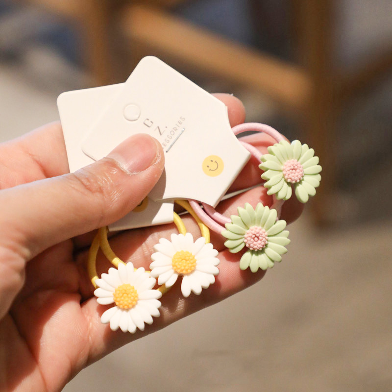 Cintas de goma elásticas para el pelo para niña, 2 uds., sortija de Margarita de crisantemo, lazos para el pelo para niña, accesorios de sujeción para coletas