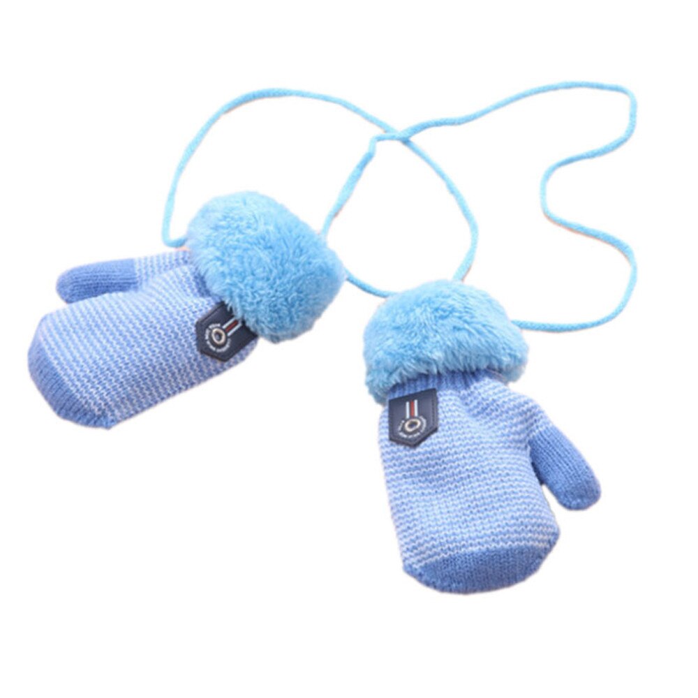 Kids Baby Girls Boys Gloves Childrens Magic Winter Warm Plush Soft Gloves Knited Striped Kids Baby Golves 1Pairs 6Month-3Years: Sky blue