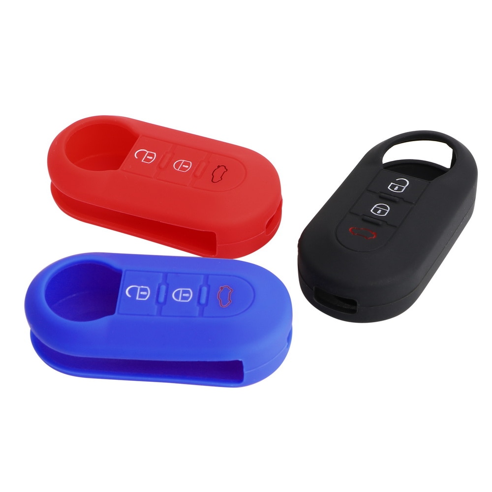 Autosleutel Case Cover Voor Fiat 500 Panda Grande Punto Bravo Stilo 500x Abarth Ducato Doblo Peugeot Flip 3 Knop siliconen Sleutelhanger