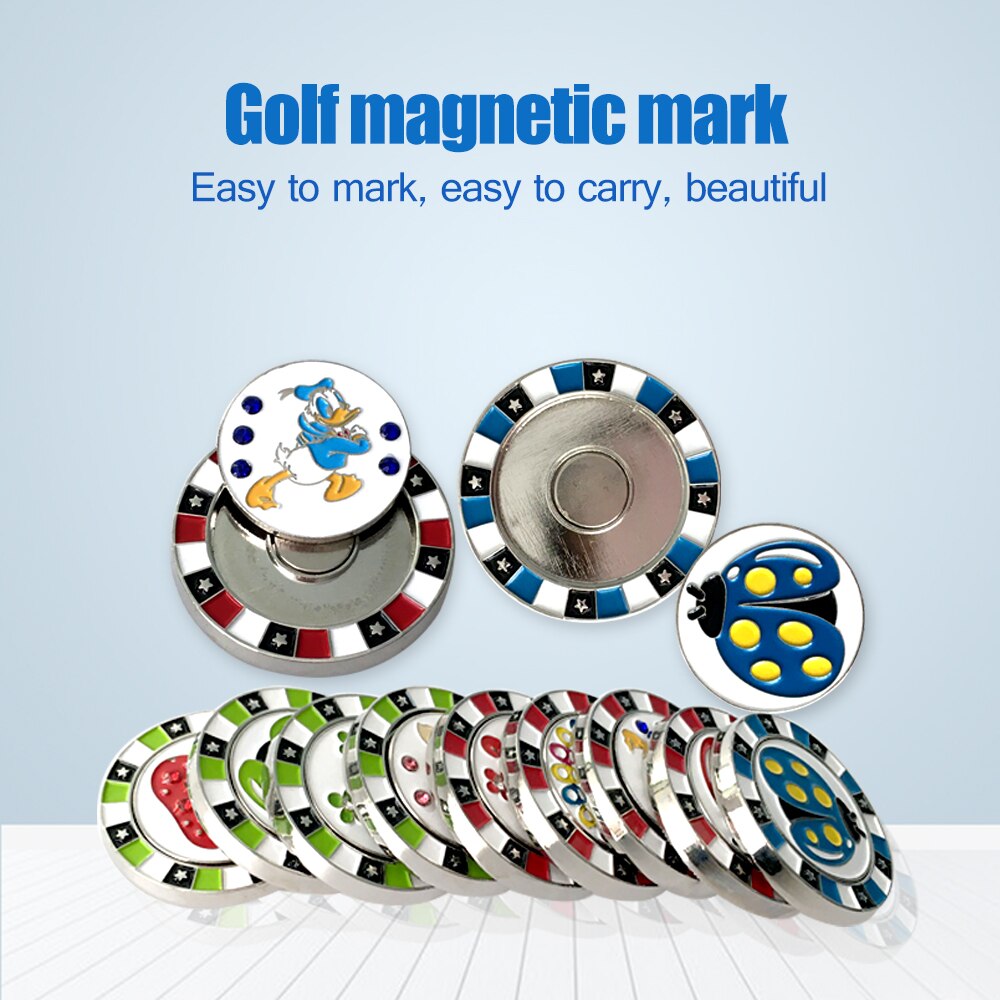 Double Layer Golf Ball Markers Assorted Patterns, Mark Golf Hat Clip Divot Tool Accessories