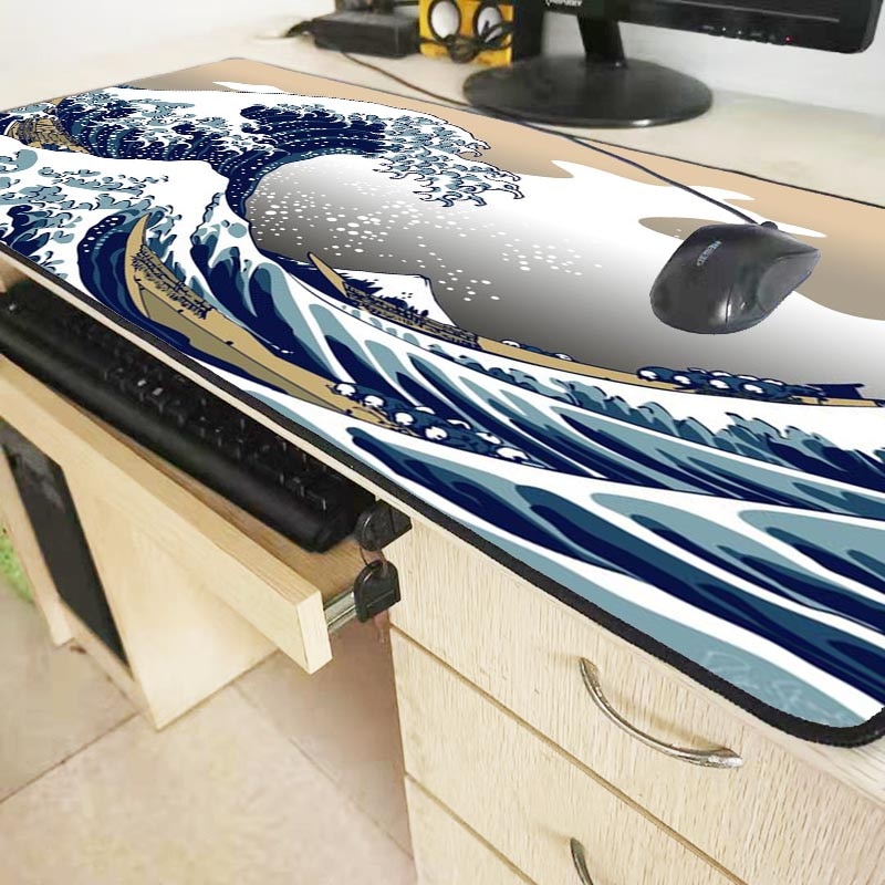 Mairuige Great Wave Off Art Large Size Mouse Pad Natural Rubber PC Computer Gaming Mousepad Desk Mat Locking Edge for CS GO LOL