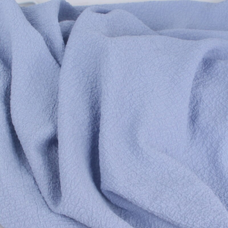 Style coréen bulle crêpe en mousseline de soie tissu rétro solide robe courte femmes robe vêtement matériel: Blue-Purple
