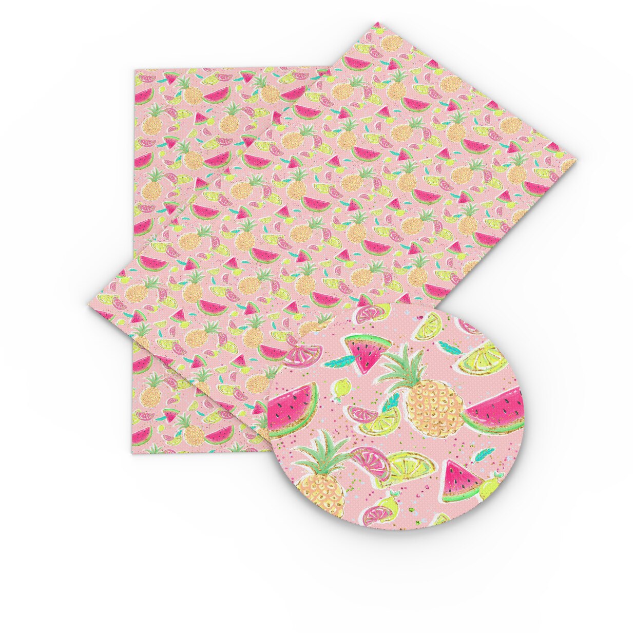 Fruits Theme Faux Leather Sheets Pineapple Strawberry Banana Pattern Printed Synthetic Leather Fabric Sewing Materials Crafts: 1078851001