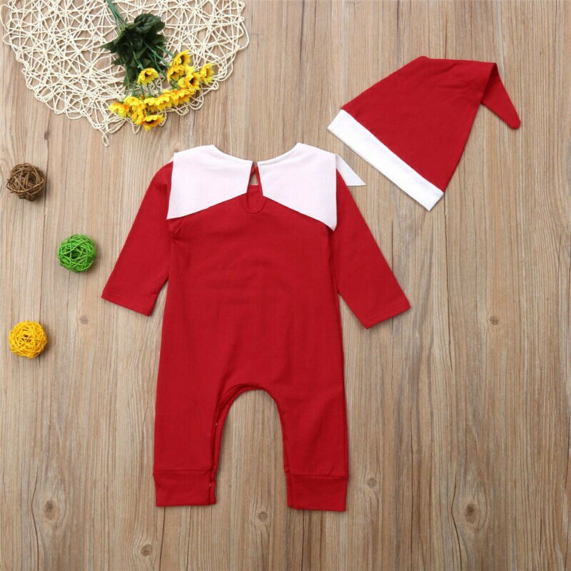 Jule alf kostume nyfødte børn baby dreng pige romper jumpsuits hat outfits tøj