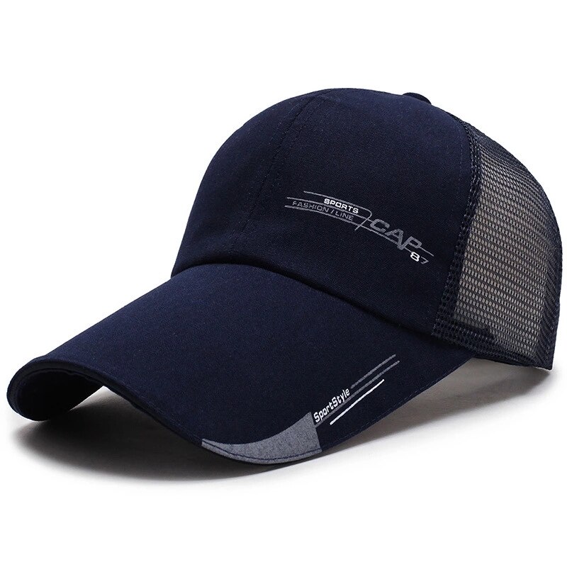 Men Women Summer Baseball Cap Quick Drying Hats Unisex Breathable Sport Pure Color Snapback Hat bone baseball hat: Navy Blue1