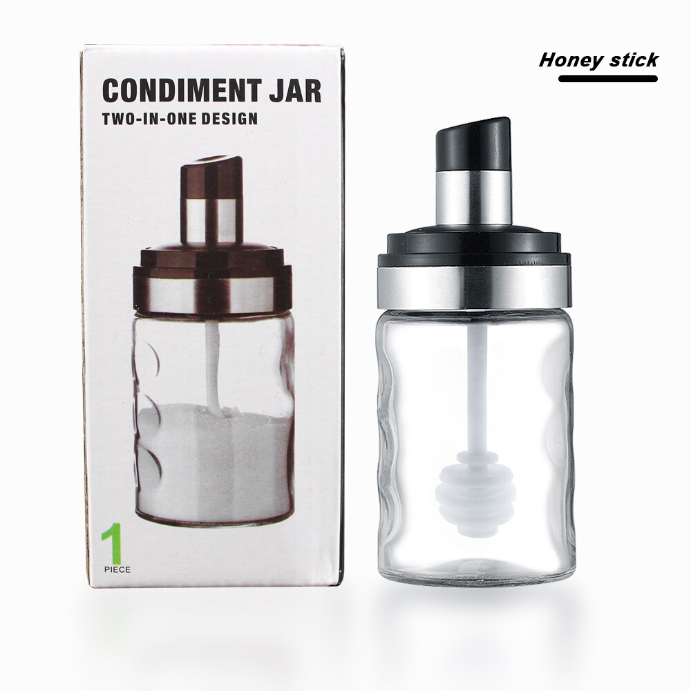 3PCS Convenience Plastic condiment box with spoon condiment bottle condiment bottle tomato sauce bottle jar kitchen supplie: Gray
