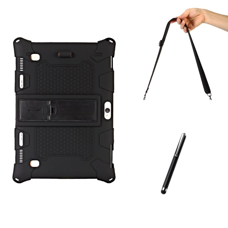 Coque de protection antichoc cmr -w09, 10.8 de protection universel en silicone souple pour tablette huawei mediapad  m5 10.8/ m6: Noir et bretelles