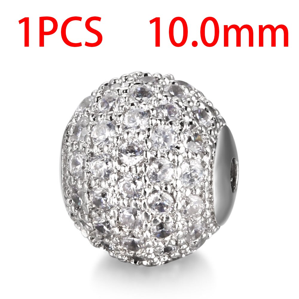 Available Separately / 8mm / 10mm Luxury Mini Pav AAA + Zircon European Gasket Beads, Round Charms For Bracelets And Jewelry: 10mm11