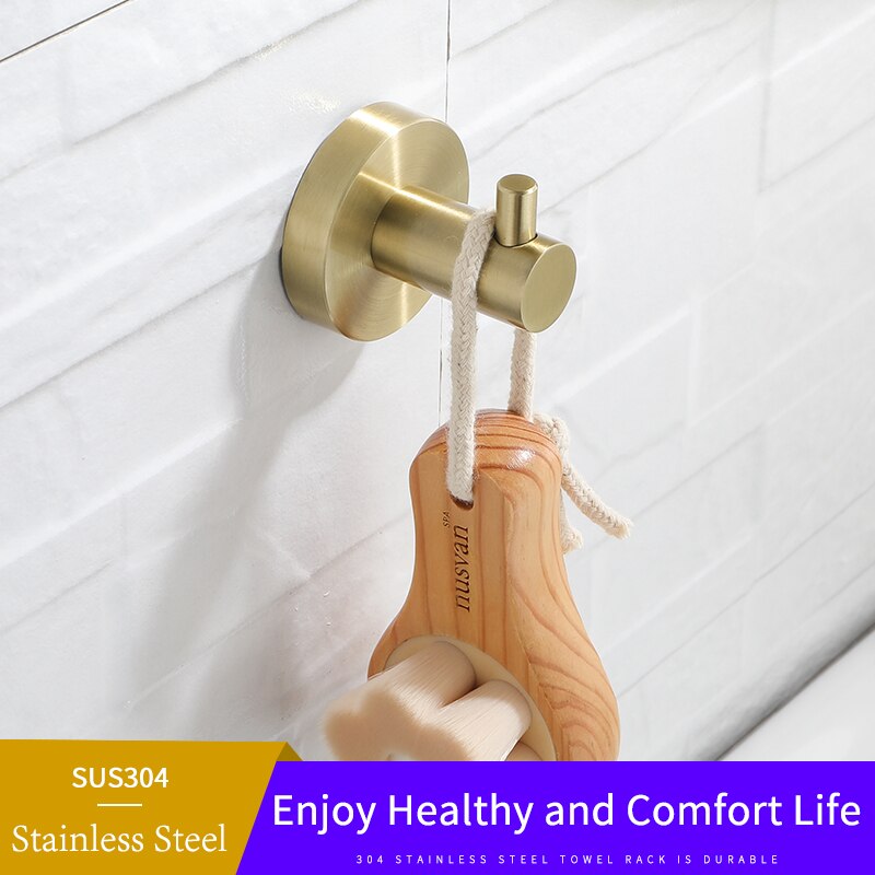 Brushed Gold Towel Hook Wall Mounted Stainless Steel Robe Hook Clothes Hook Hardware Wall Hook Bathroom Hardware