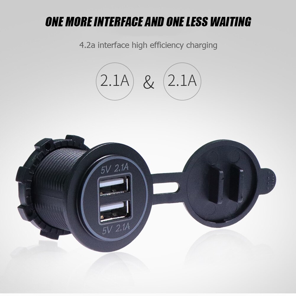 4.2A Dual Usb Autolader Dual Led Light Stopcontact Voor 12-24V Boot Rv