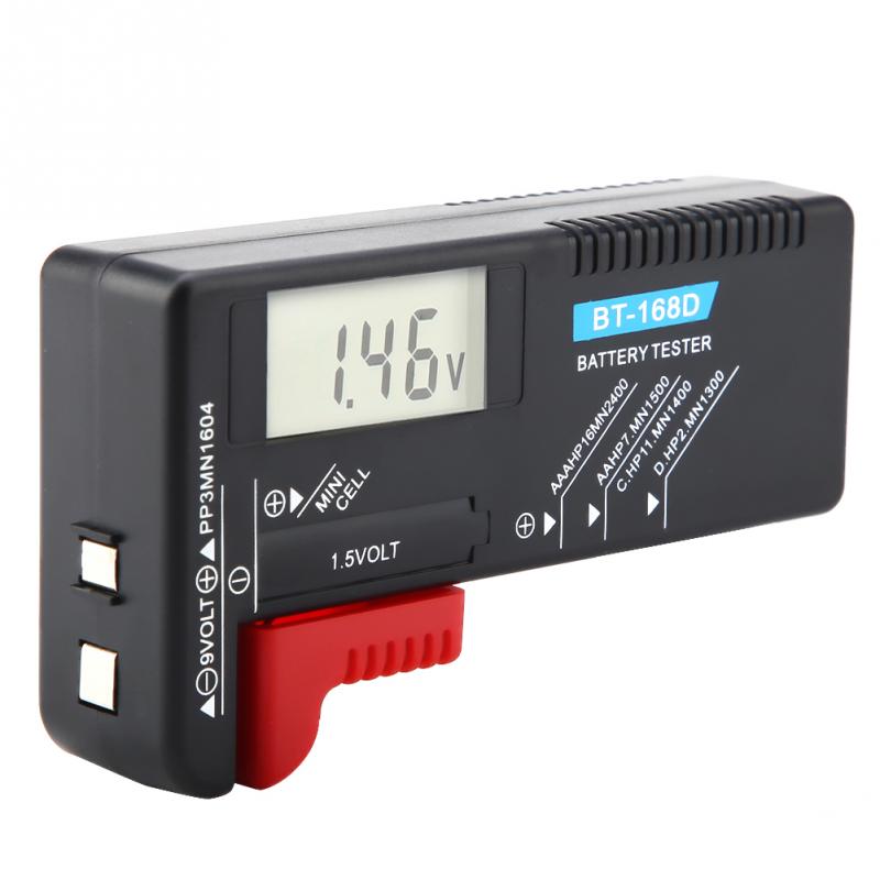 Bt -168d batterijtester universele digitale lcd aa/aaa/c/d /9v/1.5v knoopcel batterij volt tester