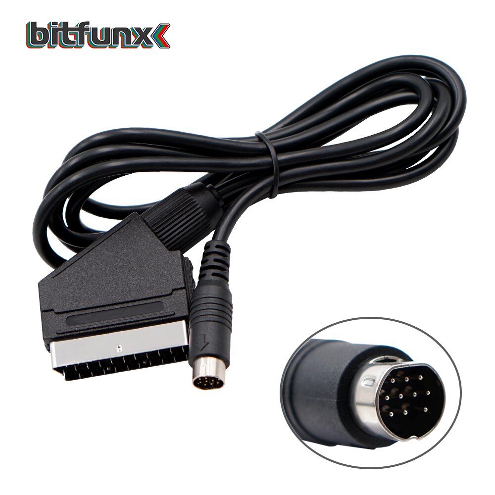 Bitfunx Scart Cable 1,8 m para PS2/PS1/Dreamcast/SEGA MD1/MD2Megadrive 1/Génesis 1/XBOX/WII/Saturn Video juego de Cable