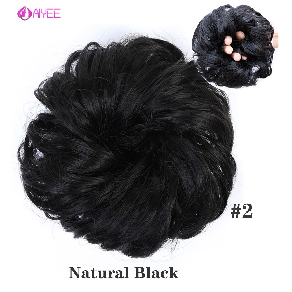 AIYEE Hair Piece Straight Hair Bun Tousled Messy Updo Bun Donut Elastic Chignons Ponytail Hairpiece Extension: 2