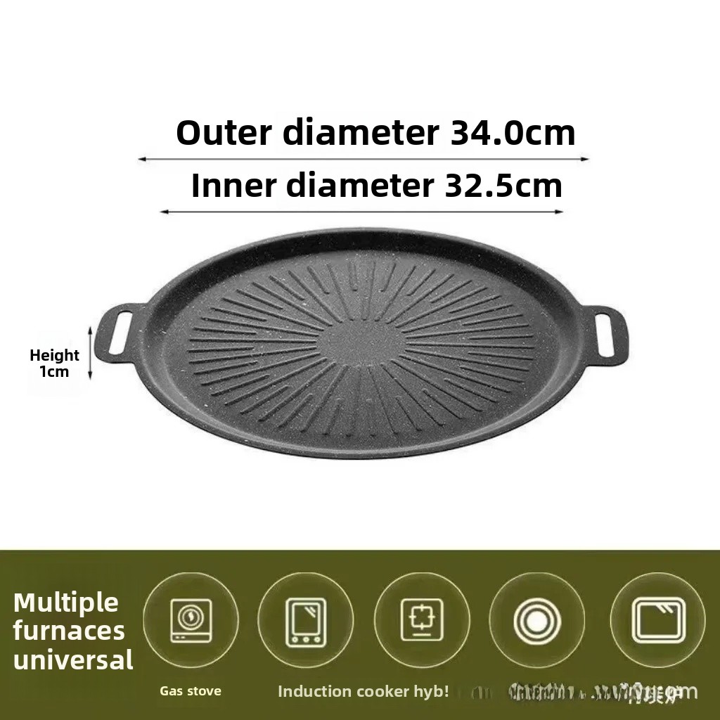Sun Shaped Non-Stick Iron BBQ Grill Pan Convenient Outdoor Camping Home Use Multi-Purpose Roasting Dish Easy to Clean: SKY BLUE