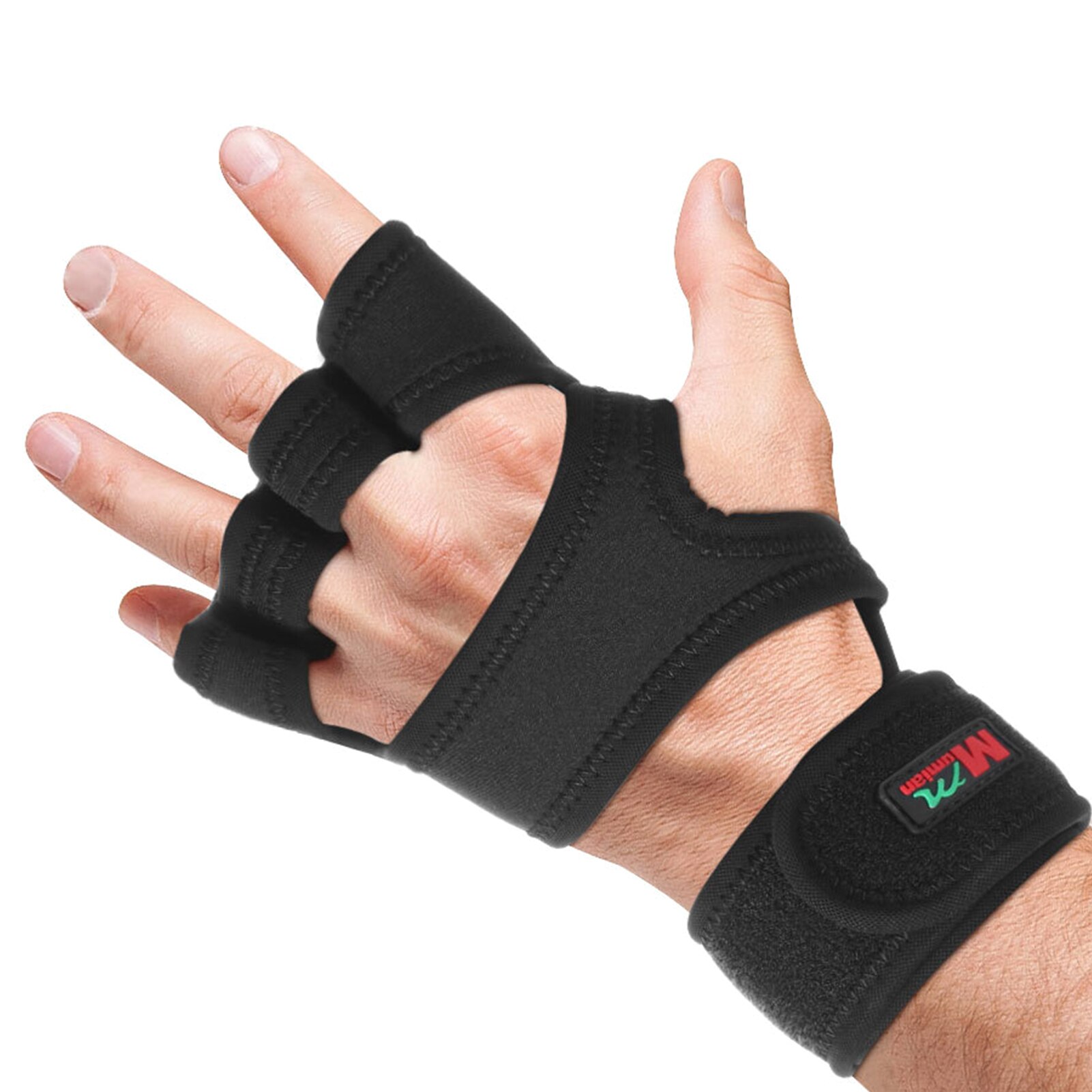 1 par sports bodybuilding vægtløftningshandsker halvfinger justerbar fitness fitness skridsikker håndledsstøtte cykelelastik: Sort / L