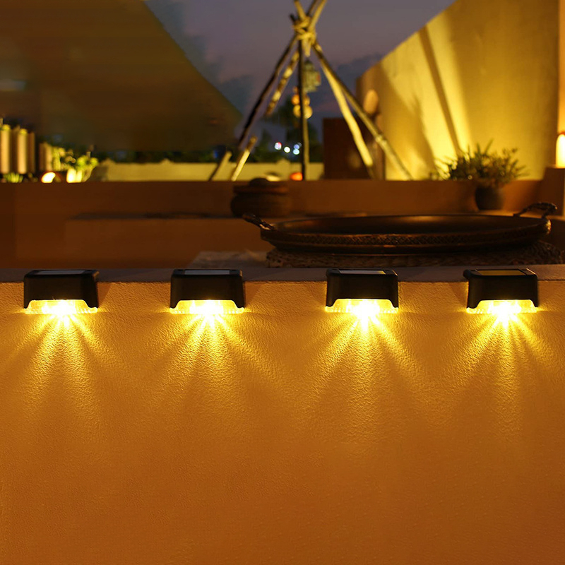 4 stk. /1pc solcelledrevne terrasselamper udendørs trinlys vandtætte led-solcellelamper til gelænder, trapper, trinhegn, have, terrasse og sti
