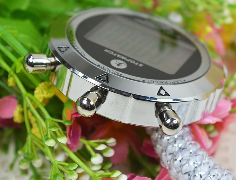 1/100 Second Stopwatch Electroplated 2 Lap Split Memory Sport Chronograph Stop-watch LCD Digital Timer Counter Watch Alarm