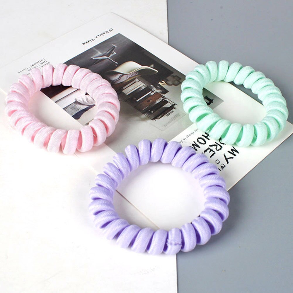 Hoge Elasticiteit Telefoon Spoel Haarbanden Vrouwen Spiraal Haar Banden Meisjes Haar Ringen Touw Effen Kleur Haar Accessoires