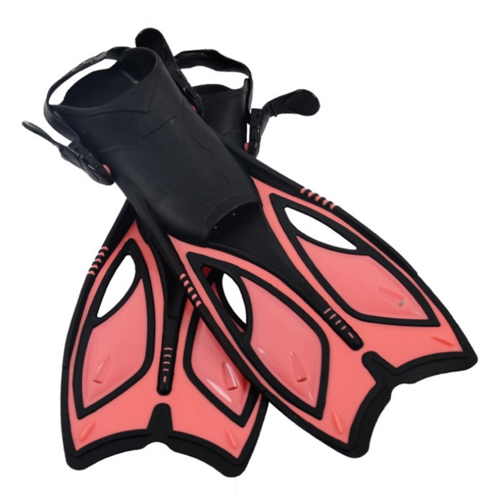 1pair Long Flippers Adult Kid Underwater Water Sport Diving Fin Non Slip Outdoor Adjustable Strap Swimming Silicone: Pink / L