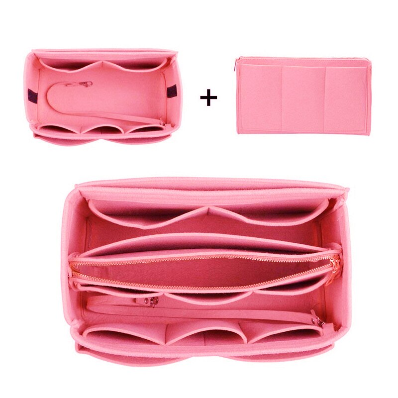 Nowe popularne damskie organizator na przybory do makijażu filcowa wkładka do woreczków wielofunkcyjna kosmetyczka podróżna do przechowywania kosmetyków: Pink