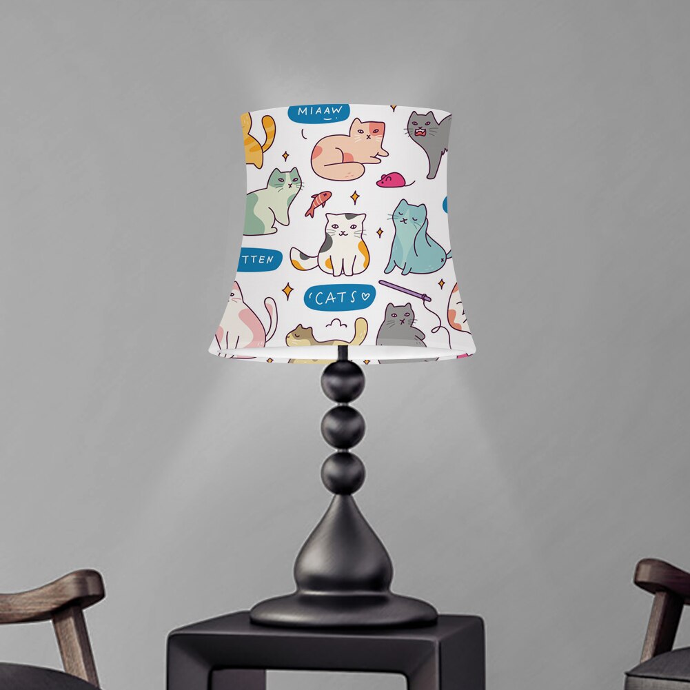 Cute Cat Printed Household Cloth Art Chandelier Lampshade Floor Lamp Shade Light Cover for Table Lamps for Wall Lamps: ZSH0247HSL