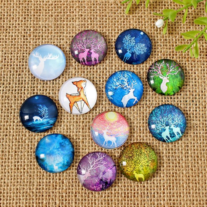 Verschiedene farbe Hirsch Glas Cabochons Mosaik Gedruckt Glas Kuppel Cabochons Mosaik Fliesen für Handwerk