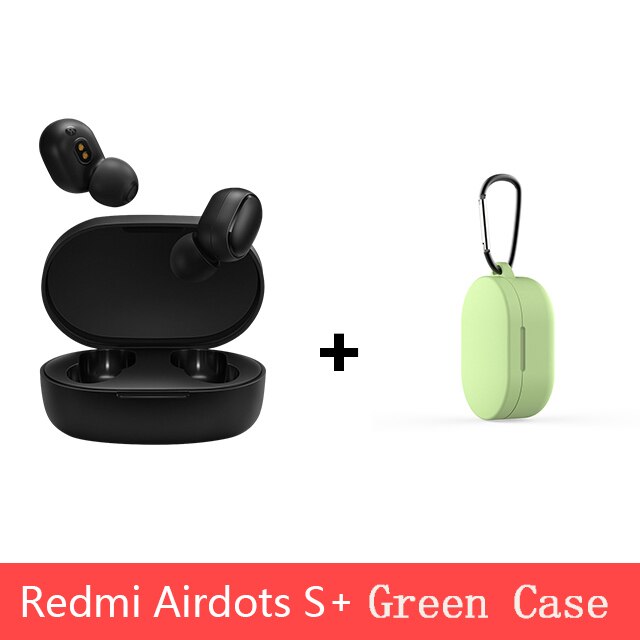 Original Xiaomi Redmi Airdots 2 TWS Noise reduction Bluetooth Earphone Stereo bass 5.0 With Mic Handsfree Earbuds AI Control: Add green case