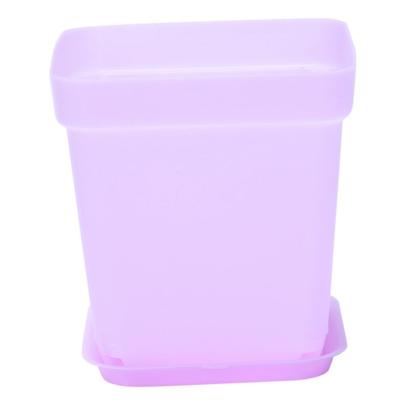 Fargerike plantepotter i plast med tallerkener, sett  of 12