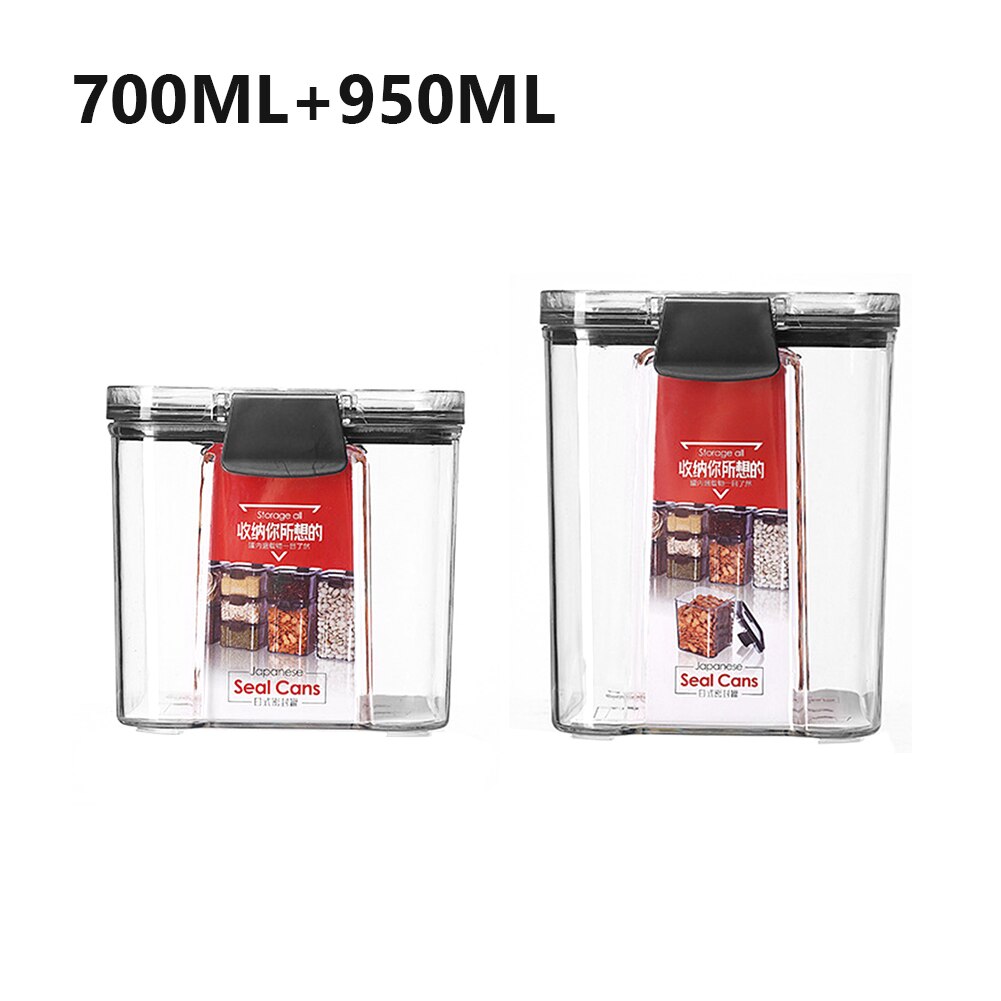 Box Multigrain Cereal Containers Airtight Pantry Pasta Kitchen With Lid Food Storage Container Plastic Transparent Sealed Cans: 700-950