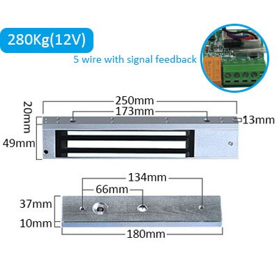 Cerradura magnética eléctrica para puerta de Control de acceso, cerrojo electromagnético de 280KG, 500 libras, 350KG, 800 libras, CC de 12V/24V: 280Kg-12V-feedback