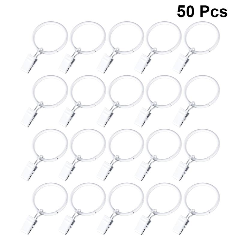 DIY Gordijn Haken Grote Bad Drape Loop Roestvrij Ijzeren Ringen Glide Ringen Hangers Voor Home Office 3x32mm (20/30/40/50 stuks): 50pcs hooks