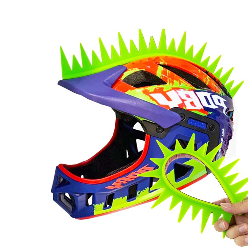 DIY Motorrad Helm Dekor Punk Haar Bunte Hahnenkamm Silikon Aufkleber Moto-Cross Volle Gesicht aus Straße Helme Für Cosplay Partei