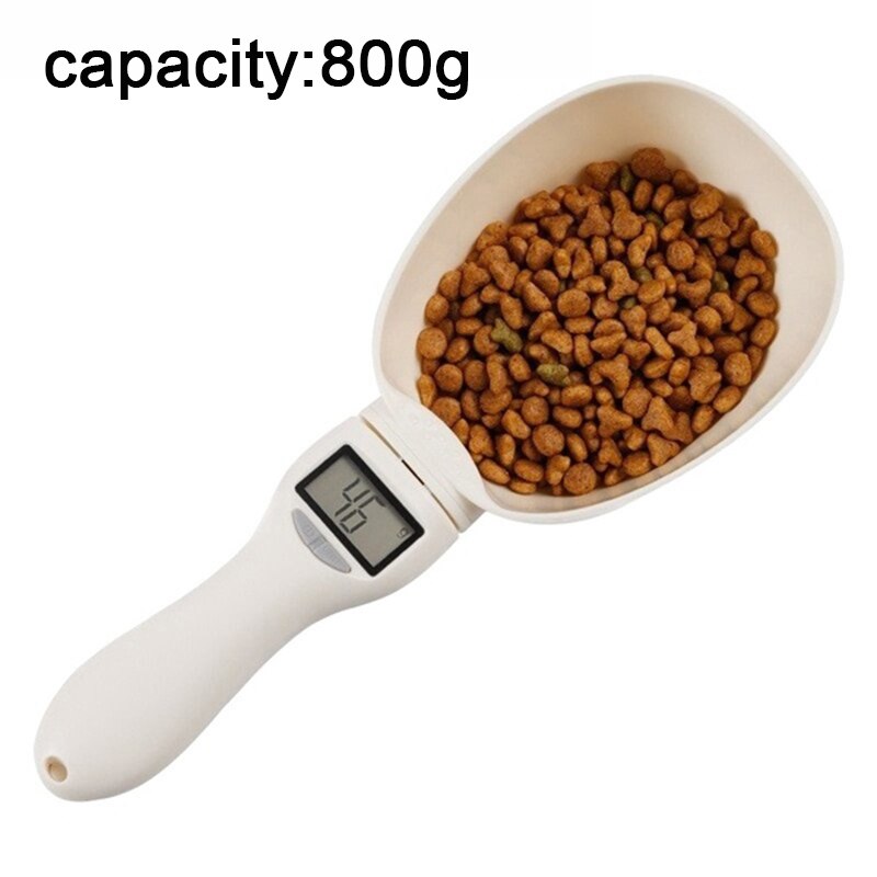 Pet Food Scale Electronic Measuring Tool for dog cat feeding bowl Measuring Spoon Kitchen Scale 800g/1g Digital Display: B-White-800g