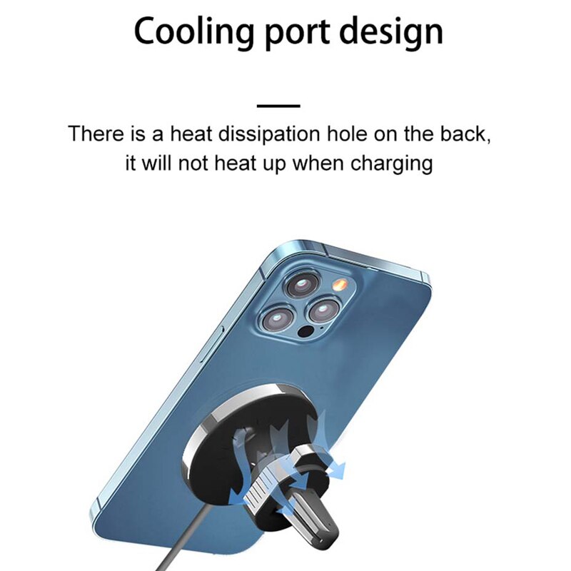 Magnetic wireless car charger mount for iphone 12 mini pro max, macsafe 15w max fast charging air vent mount, mini car phone holder