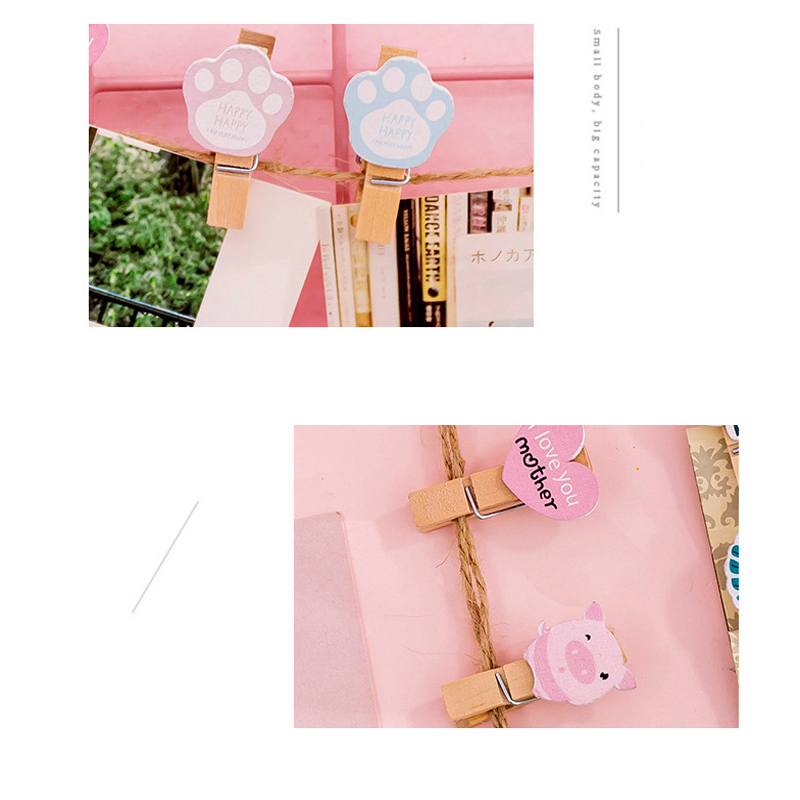 10 Stks/pak Meisje Hart Netto Rode Wasknijper Craft Decoratie Clips Natuurlijke Houten Clips Voor Foto Voor Muur Decoratie Henneptouw